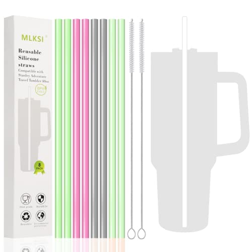  MLKSI Silicone Straw Replacement for Stanley 40 oz 30 oz Cup, 9  Pack Reusable Long Rubber Straw for Stanley Cup & Simple Modern Tumbler  with Handle, Cup Straw for Stanley Quencher